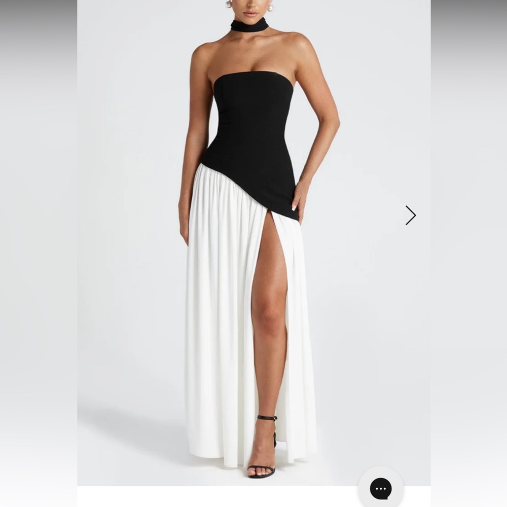 Chic Strapless Black and White Dress